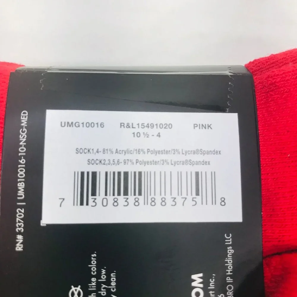 Umbro 6 Pack Girl's Shoe Size 10.5-4 No Show Tie Dye/Solid Socks Assorted Color